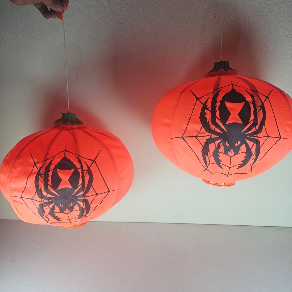 Vintage expandable hanging pumpkin jack‎ o lantern lot of 2 Trendmasters 1998